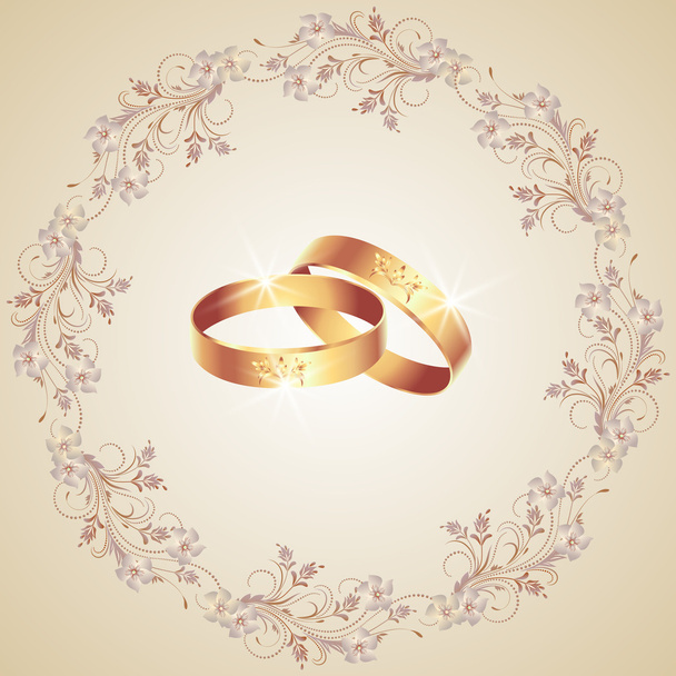 Tarjeta con anillos de boda
 - Vector, Imagen