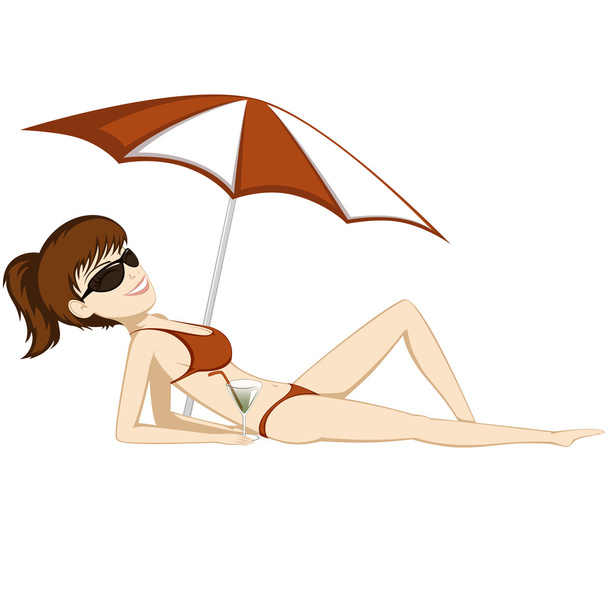 Девушка для принятия солнечных ванн (летом)
) - Вектор,изображение