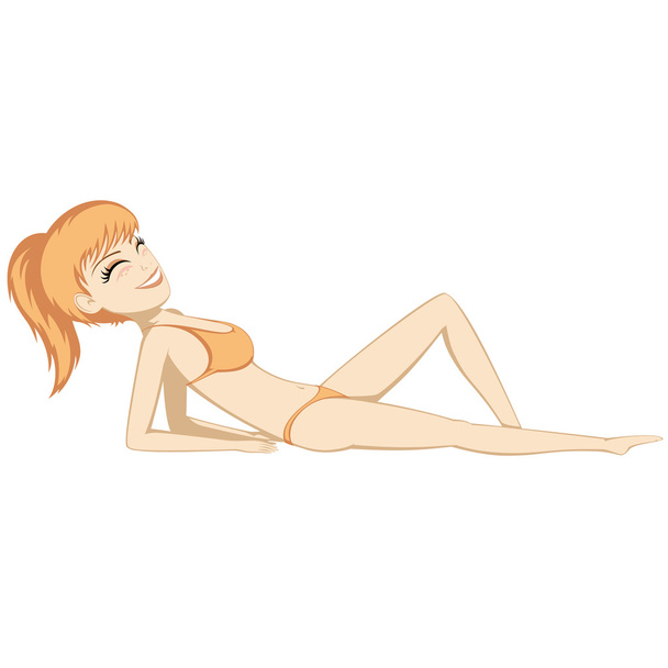 Девушка для принятия солнечных ванн (летом)
) - Вектор,изображение