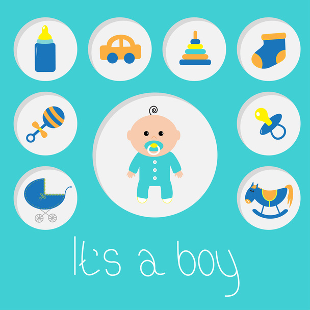 Baby-Duschkarte für Jungen  - Vektor, Bild