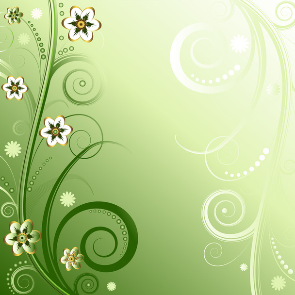 Floral green background - Vektor, obrázek