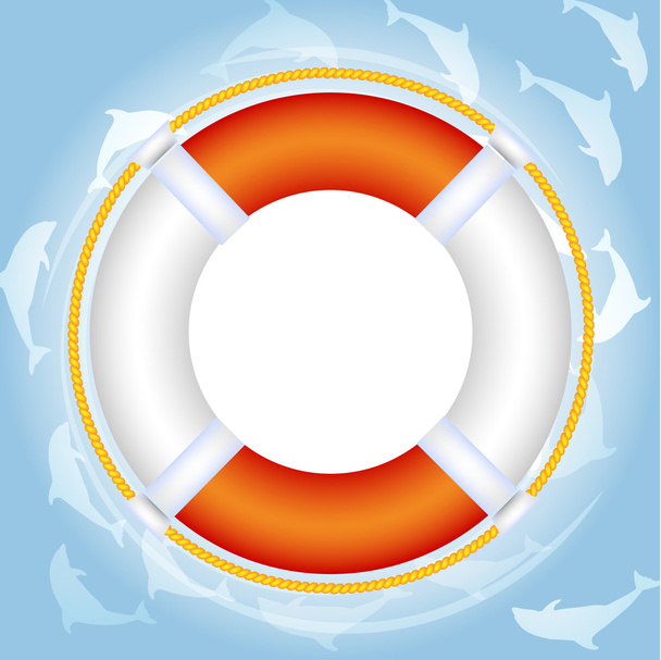 Lifebuoy over water - Vector, Image