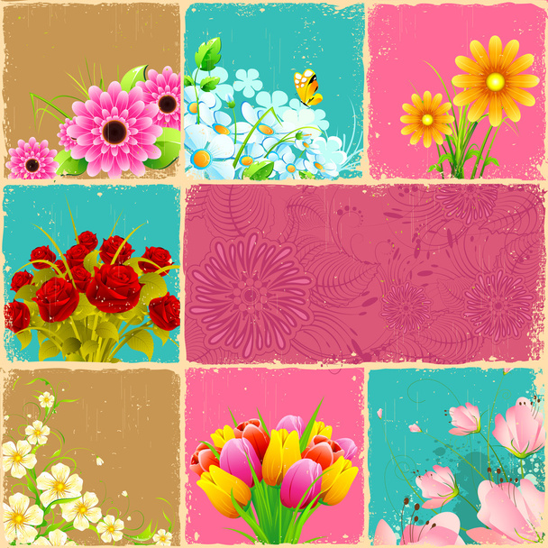 Collage de flores
 - Vector, imagen