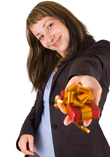 Woman with gift box - Foto, Imagen