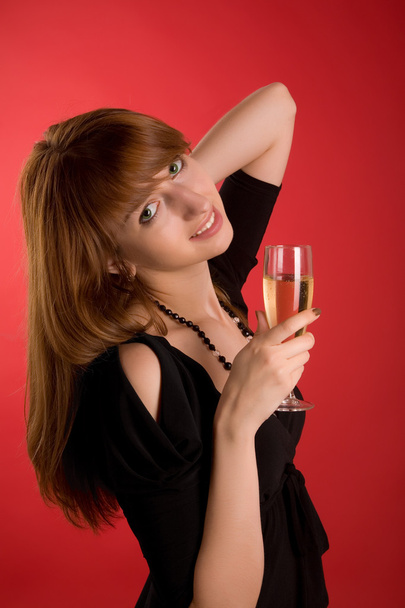 Smiling girl with champagne glass - Fotografie, Obrázek