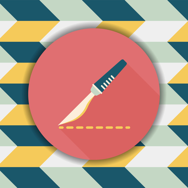 Scalpel cut flat icon with long shadow - Vector, Image