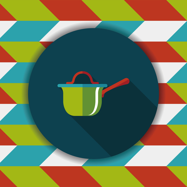 kitchenware pot flat icon with long shadow,eps10 - Вектор, зображення