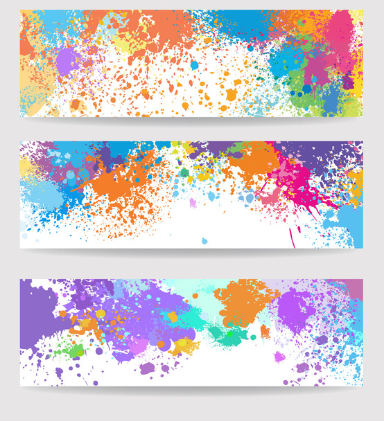 Set of three banners made of paint stains - Vector, Image