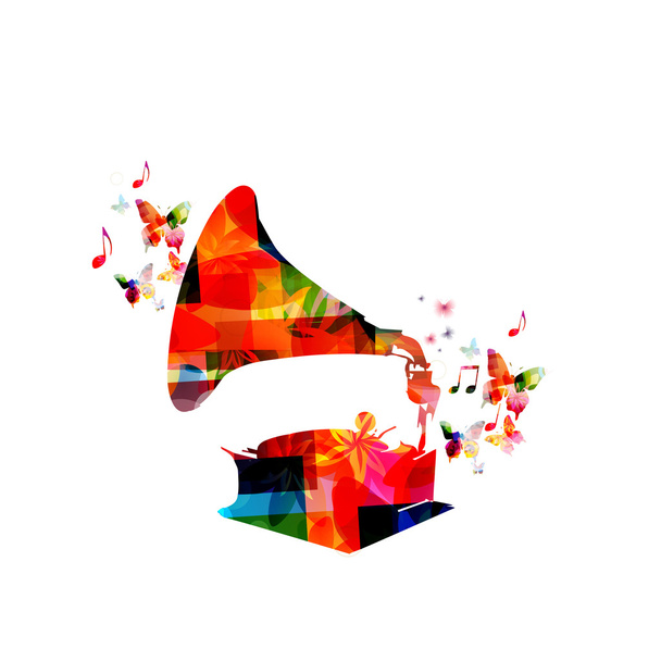 Diseño colorido del gramófono
 - Vector, imagen