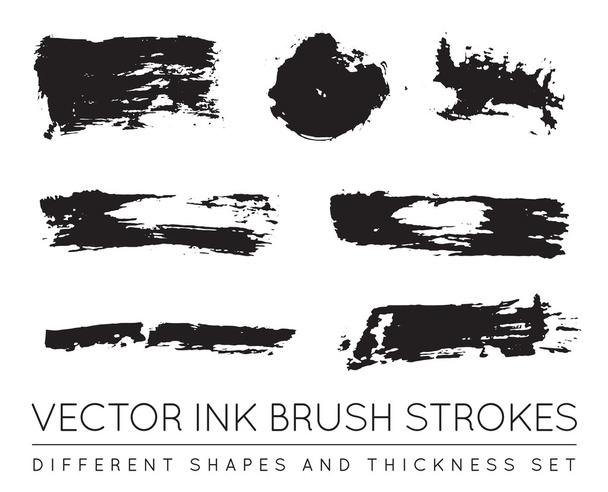 Set of Black Brush Strokes - Vector, Image