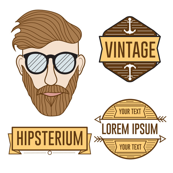 vecteur barbu hipster illustration set
 - Vecteur, image