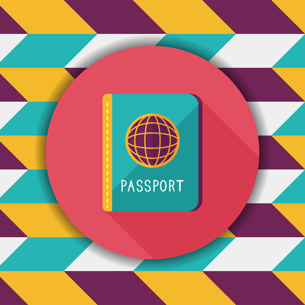 Passport icon, flat icon with long shadow - Vector, imagen