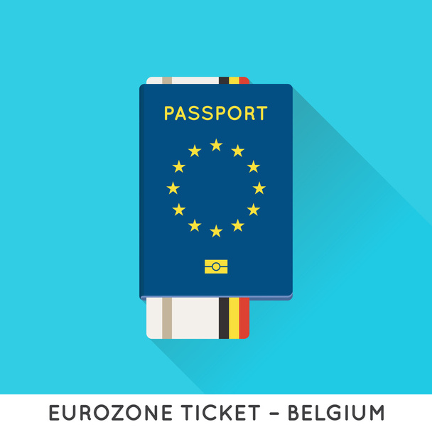 Eurozone Passport with tickets - Vector, Image