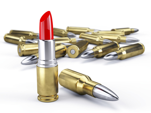 Bullet Lipstick - Killing Beauty Concept.3D rendering - Φωτογραφία, εικόνα