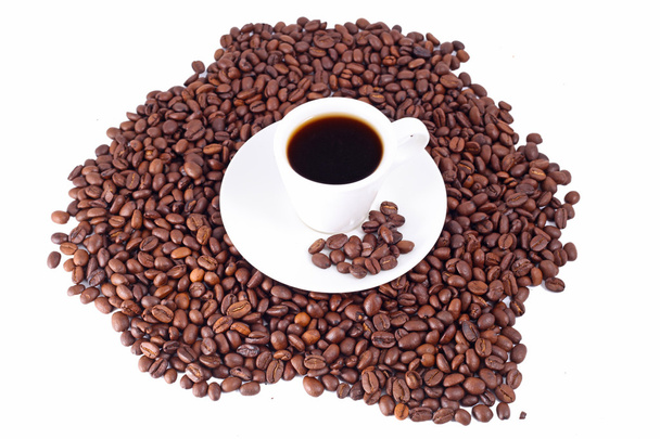 Kaffeebohnen und Tasse - Foto, Bild
