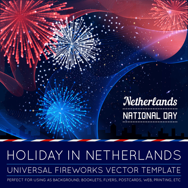 Nationale feestdag van land met vuurwerk - Vector, afbeelding
