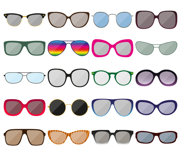 Sunglasses icon set. Colored spectacle frames. Different shapes. Vector illustration - Vektori, kuva