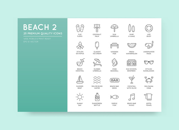 Set de Elementos de Verano Sea Beach
  - Vector, Imagen