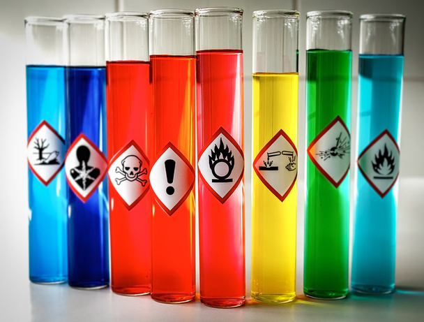 Aligned Chemical Danger pictograms - Oxidizing - Photo, Image