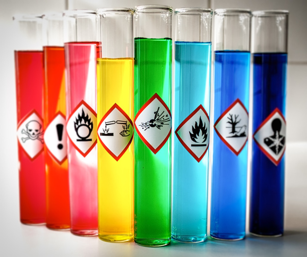 Aligned Chemical Danger pictograms - Explosive - Photo, Image