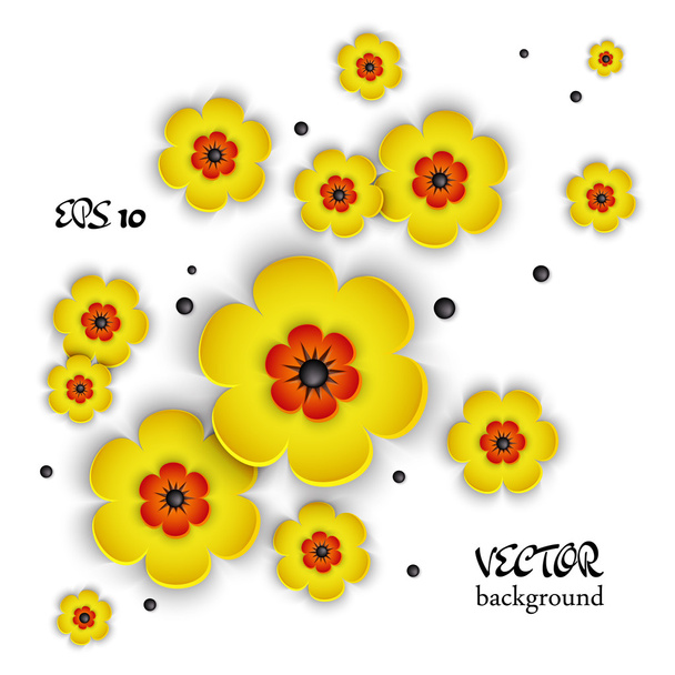 3d-vector-frame-with-voluminous-flowers - Vektori, kuva