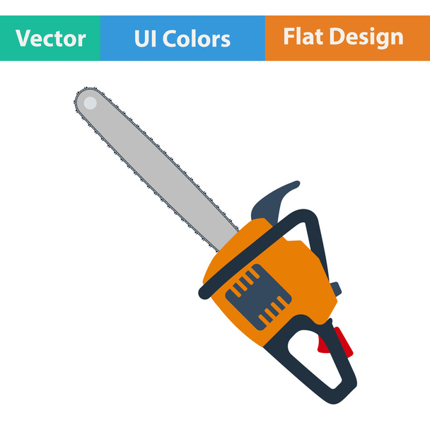 Flat design icon of chain saw - Vektor, Bild