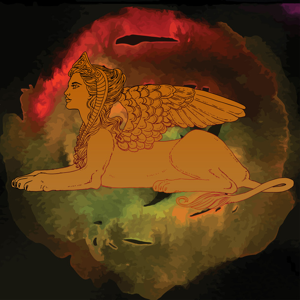 Sphinx, mythical creature symbol. - Vector, Image