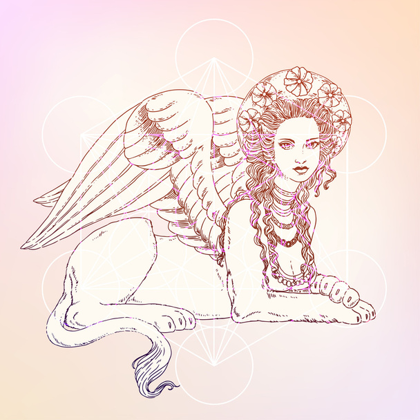Sphinx, mythical creature symbol. - Vector, afbeelding
