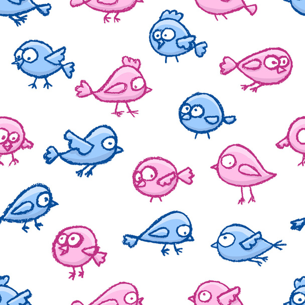 Little birds seamless pattern - Vector, imagen