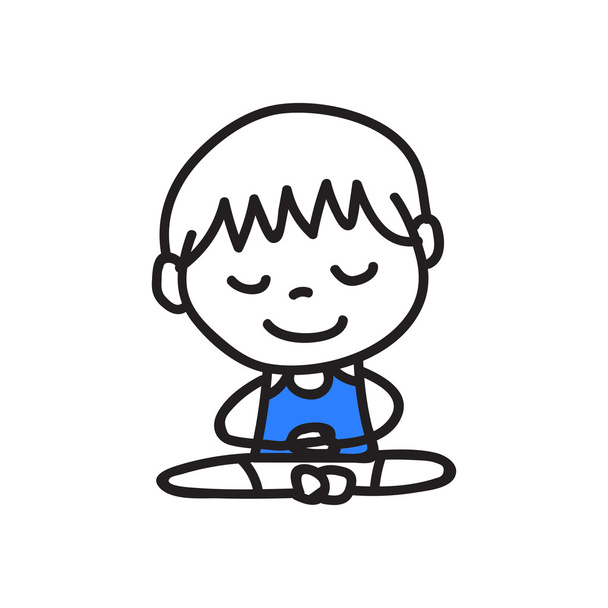 dibujo a mano dibujos animados personas meditación
 - Vector, Imagen