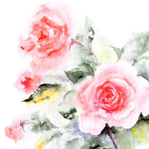 Greeting card with roses - 写真・画像