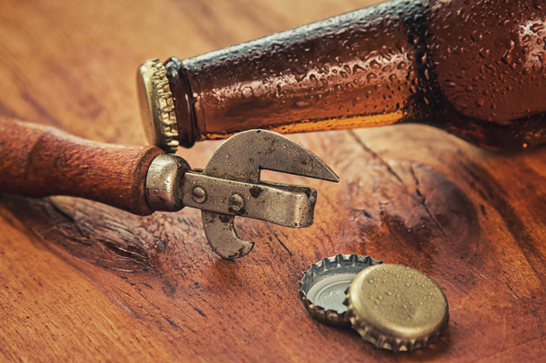 Vintage opener and beer - Photo, Image