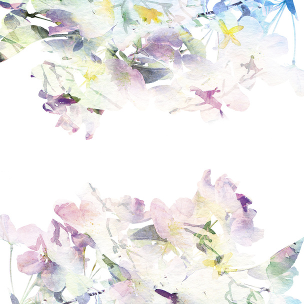 Watercolor floral frame - Photo, image