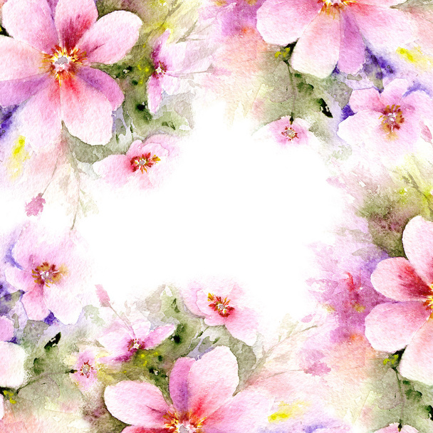 Watercolor background with flowers - Zdjęcie, obraz