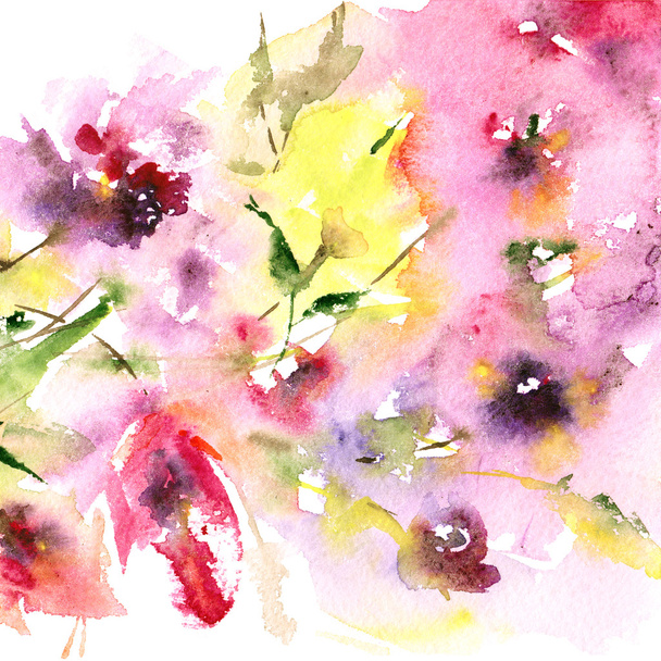 Watercolor floral background - Foto, imagen