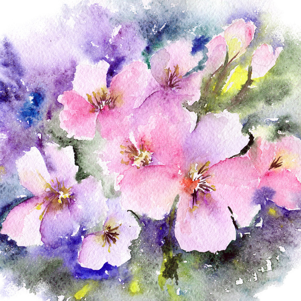 Watercolor floral background - Foto, Imagem