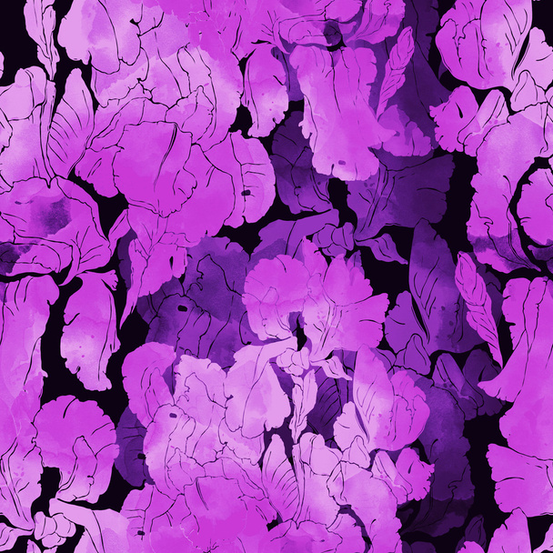 irises. seamless pattern - Фото, изображение
