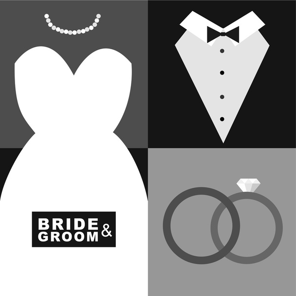 Set of wedding celebration elements - Vector, imagen