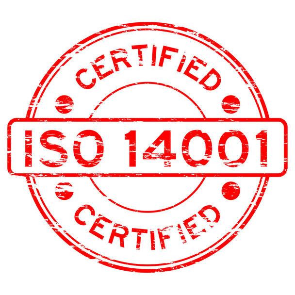 Grunged ISO14001 certified stamp  - Vector, Image