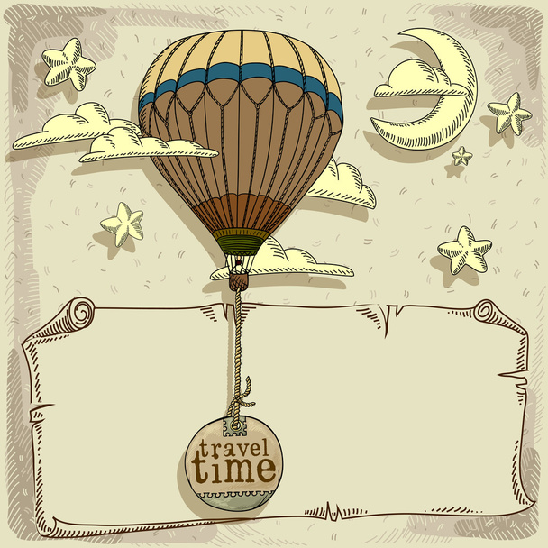 new journey in a balloon - Vector, Image