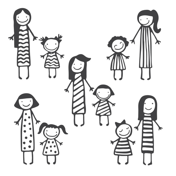 Cute vector card with mother and child - Vektör, Görsel