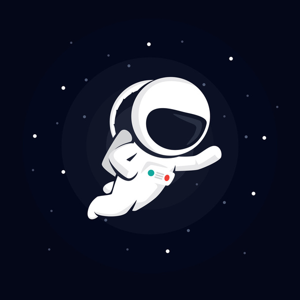 astronaut in space among the stars on a dark background. vector illustration with starry background - Vector, Imagen