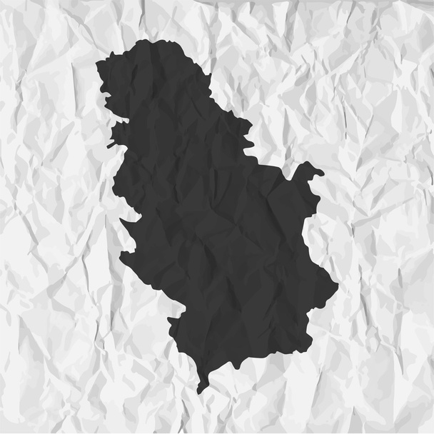 Serbia map in black on a background crumpled paper - Vettoriali, immagini
