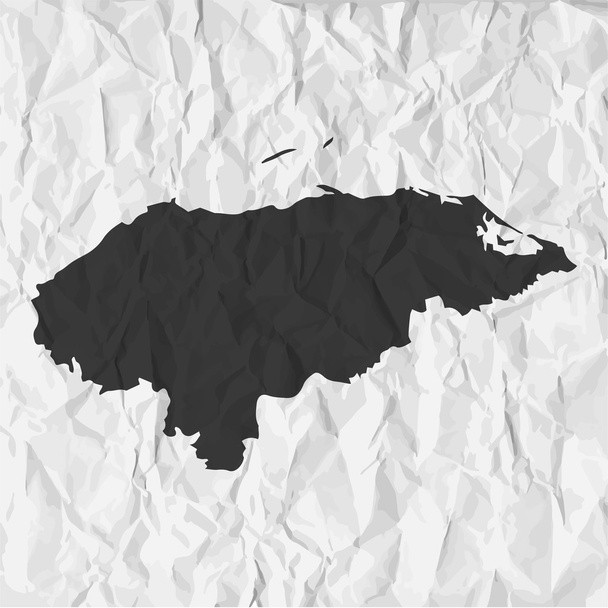 Ονδούρα χάρτη σε μαύρο σε φόντο τσαλακωμένο χαρτί - Διάνυσμα, εικόνα