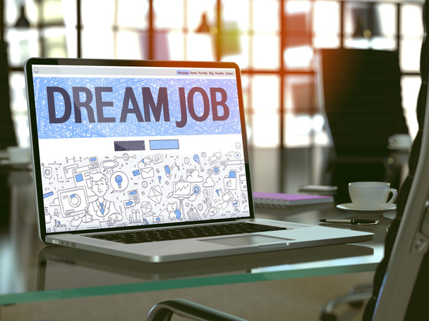 Kannettava tietokone näyttö Dream Job Concept
. - Valokuva, kuva