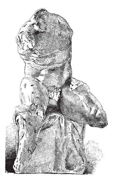 Бельведер Торсо, винтажная гравировка
 - Вектор,изображение
