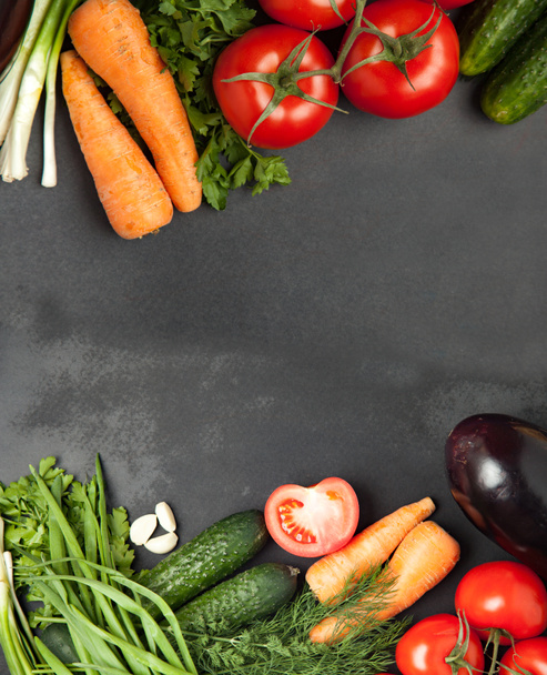 Cornice vegetale colorata, concetto di cibo sano / vista dall'alto
 - Foto, immagini