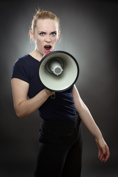 business woman with loudspeaker - Photo, Image