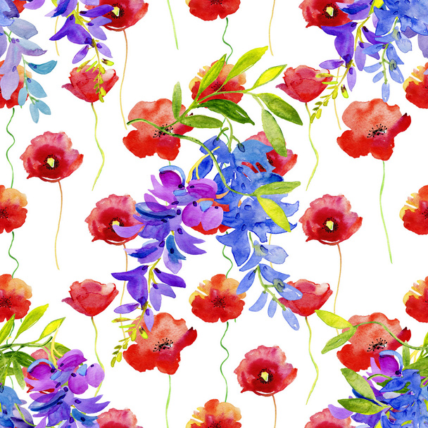 Watercolor Lilac Blue Flowers - Fotó, kép