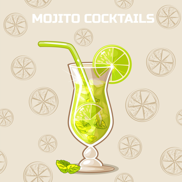 Mojito cocktails. Set of food and drink - Vector, Image